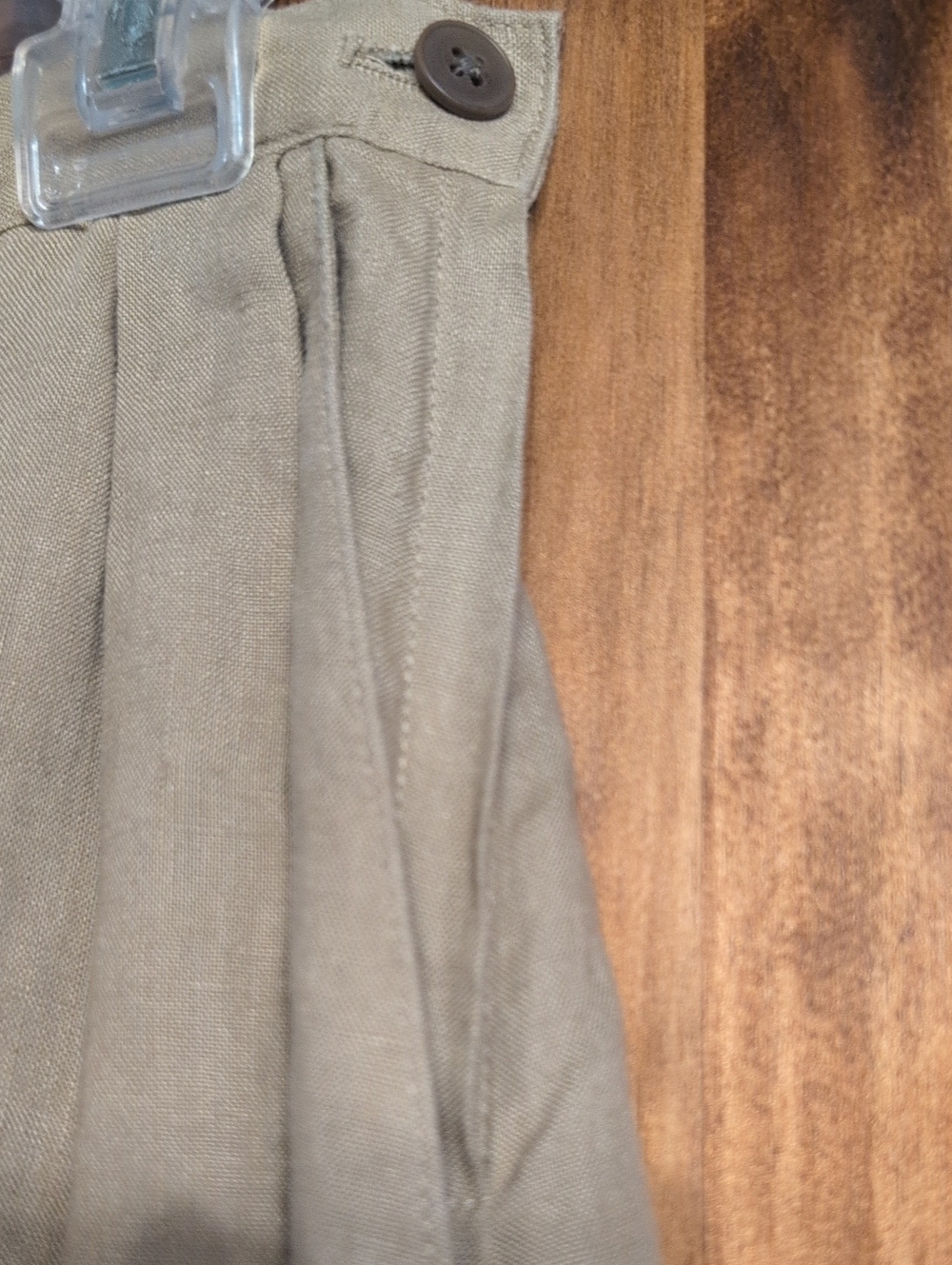 100% Linen Tan Long Skirt Sz Medium Pockets Soft Cottagecore - Picture 4 of 7